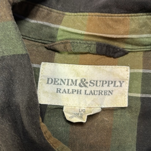 Denim & Supply Ralph Lauren Mens Button Down Shirt Brown Plaid Size Large - Picture 2 of 7